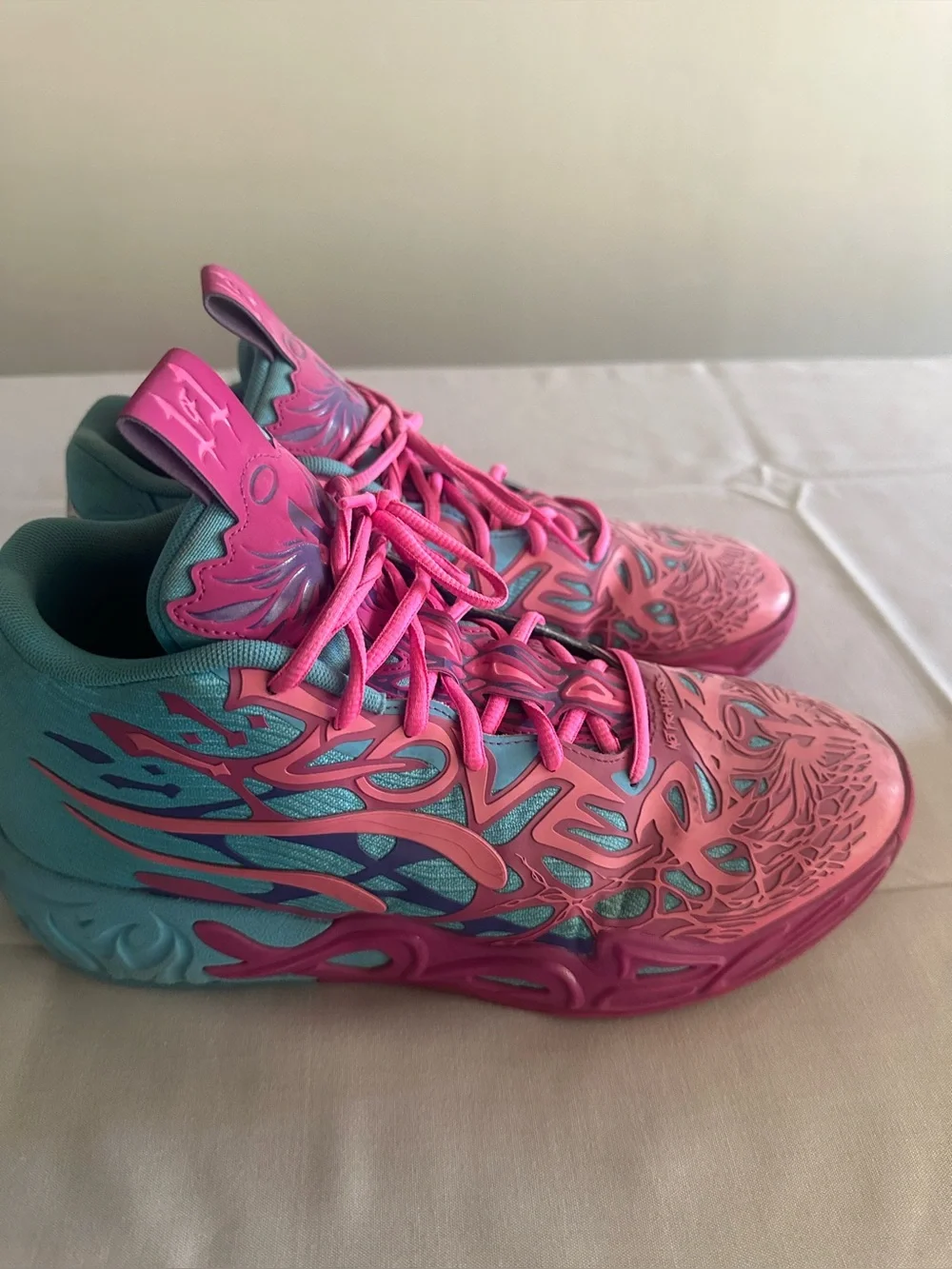 Puma Pink and Teal LaMelo Athletic Sneakers